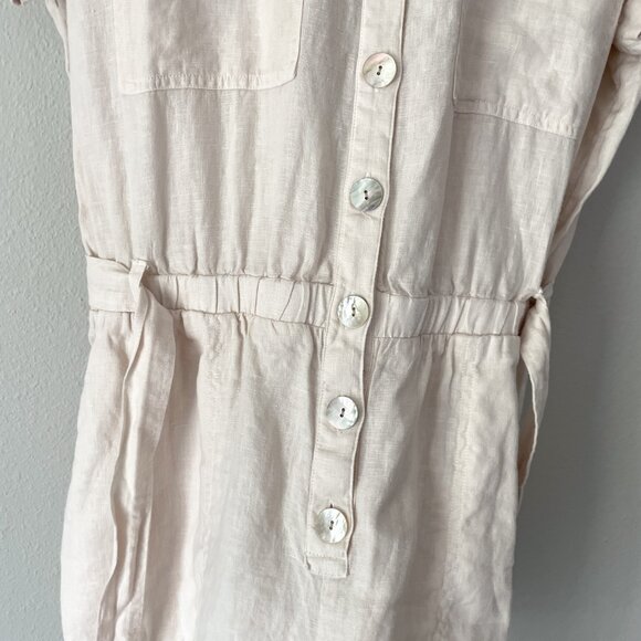 Cloth & Stone for Anthropologie Safari Linen Romper Women's L Button Up Beige - Picture 8 of 15